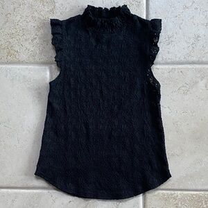 june & hudson Black Lace Ruffle Mock-Neck Sleeveless Camisole